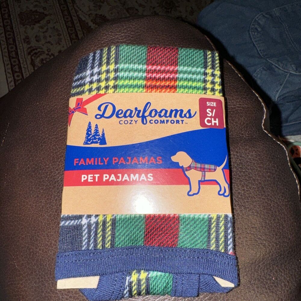 DEARFOAMS NEW PET PAJAMAS SZ Small 12-20 POUNDS CHRISTMAS HOLIDAY PLAID NWT
